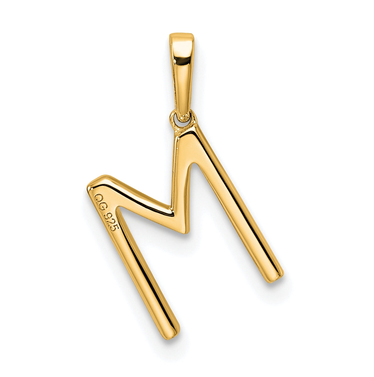 14K Yellow Gold Letter M Diamond Initial Pendant