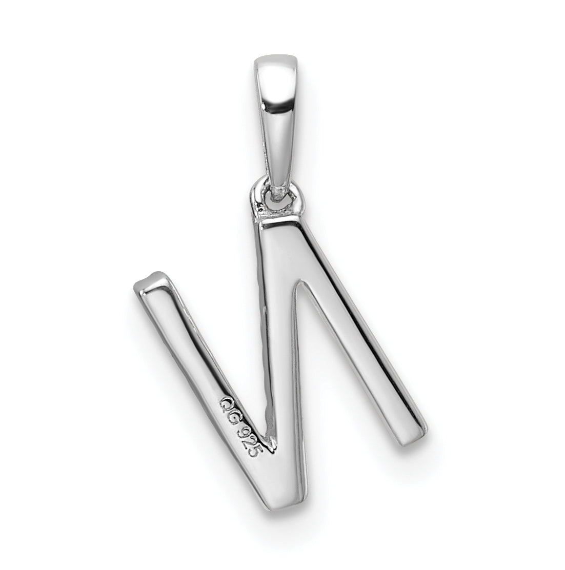 14K White Gold Letter N Diamond Initial Pendant