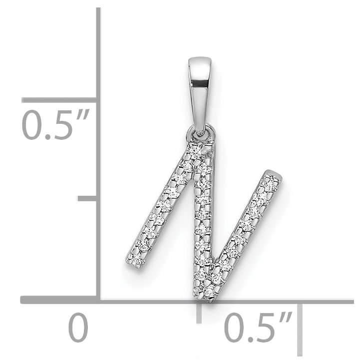 14K White Gold Letter N Diamond Initial Pendant
