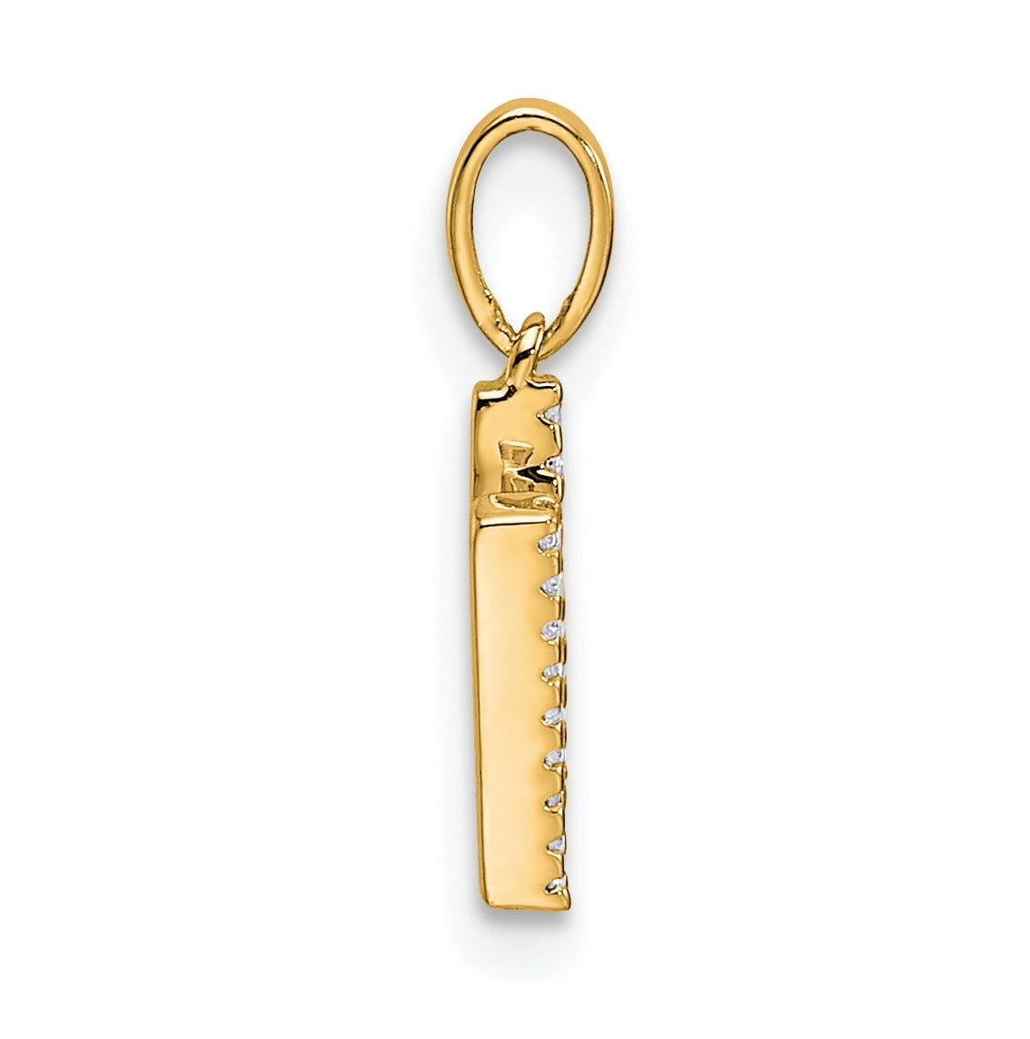 14K Yellow Gold Letter N Diamond Initial Pendant