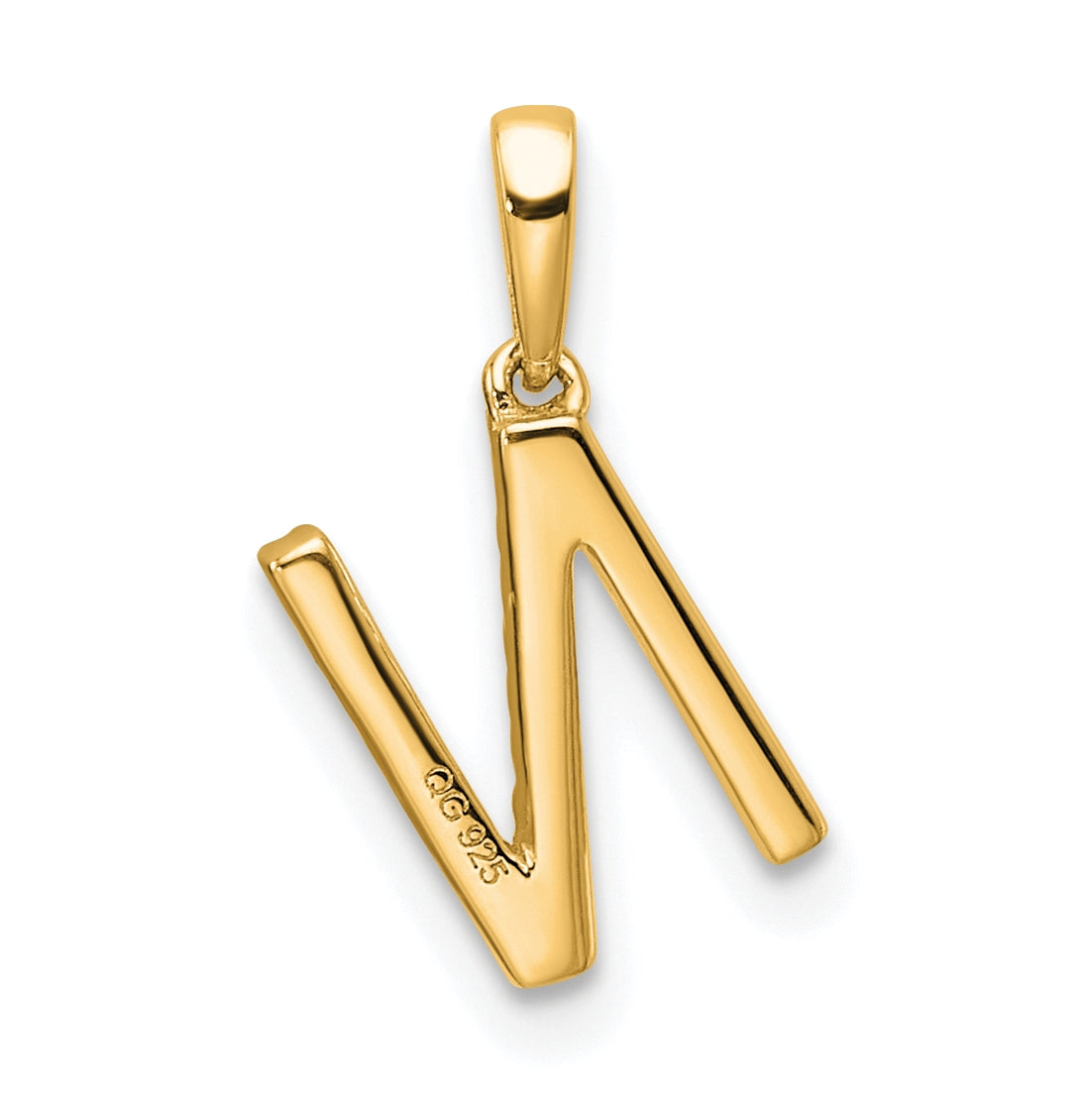 14K Yellow Gold Letter N Diamond Initial Pendant
