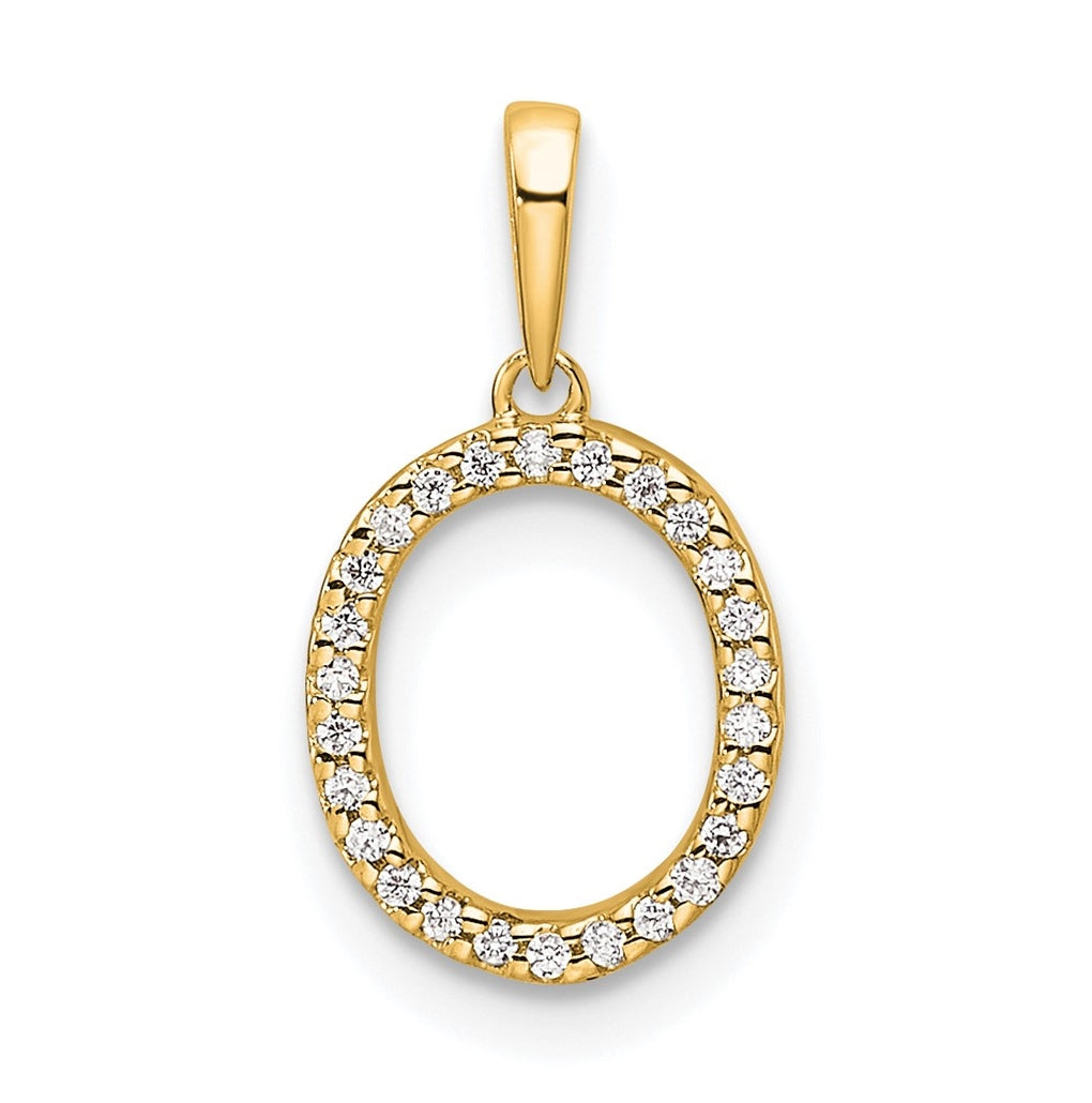 10K Yellow Gold Letter O Diamond Initial Pendant