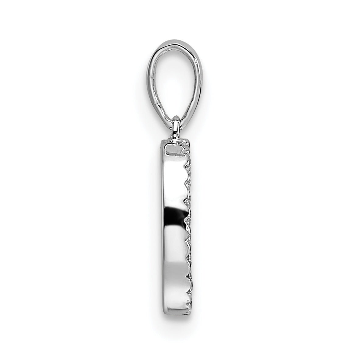 14K White Gold Letter O Diamond Initial Pendant