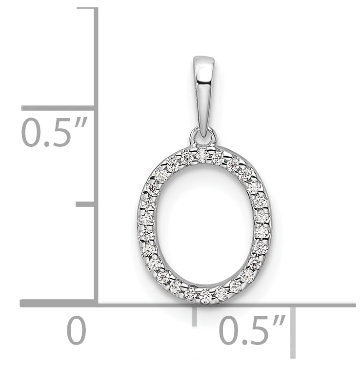 14K White Gold Letter O Diamond Initial Pendant