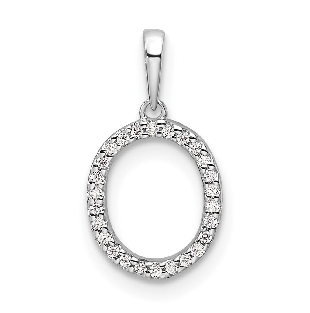 14K White Gold Letter O Diamond Initial Pendant