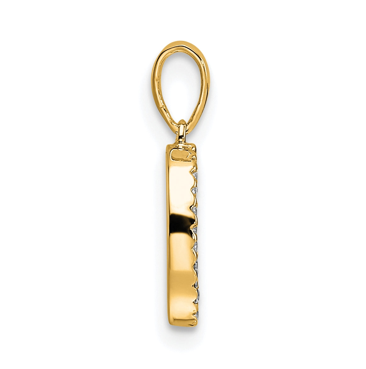 14K Yellow Gold Letter O Diamond Initial Pendant