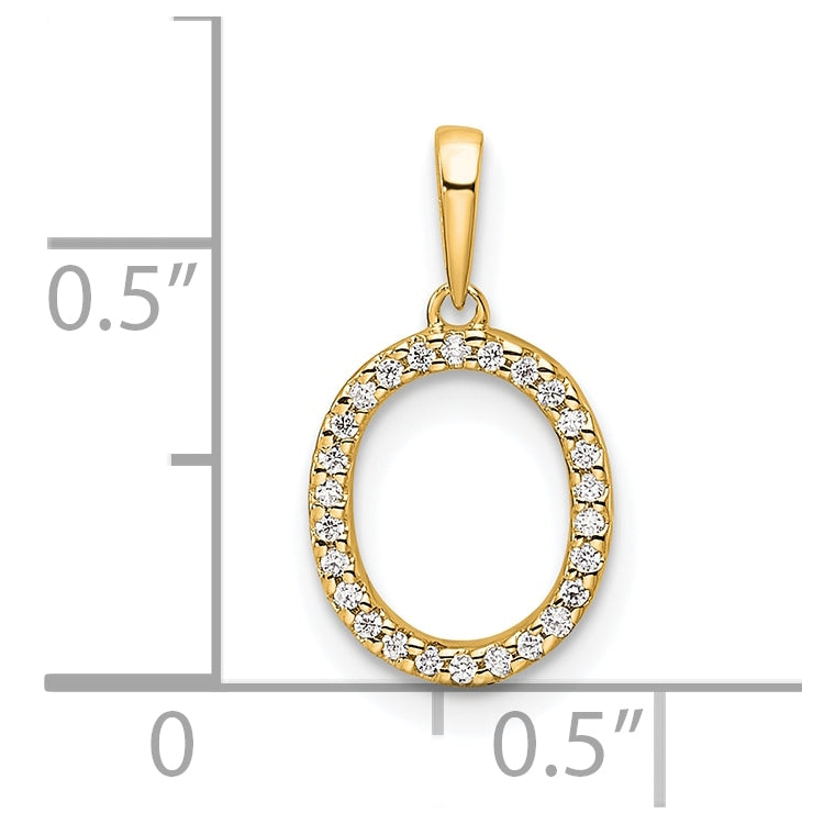 14K Yellow Gold Letter O Diamond Initial Pendant