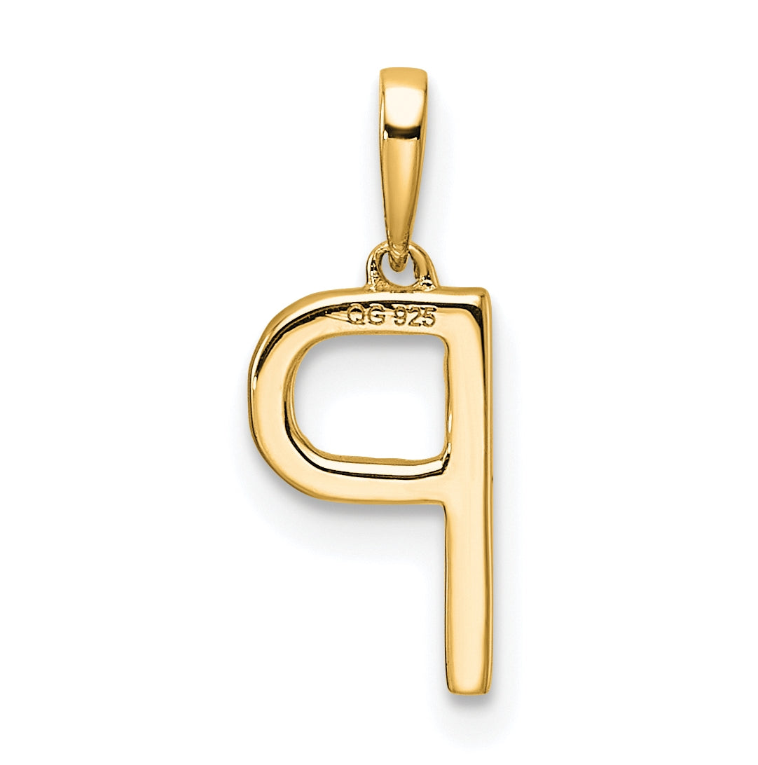 10K Yellow Gold Letter P Diamond Initial Pendant