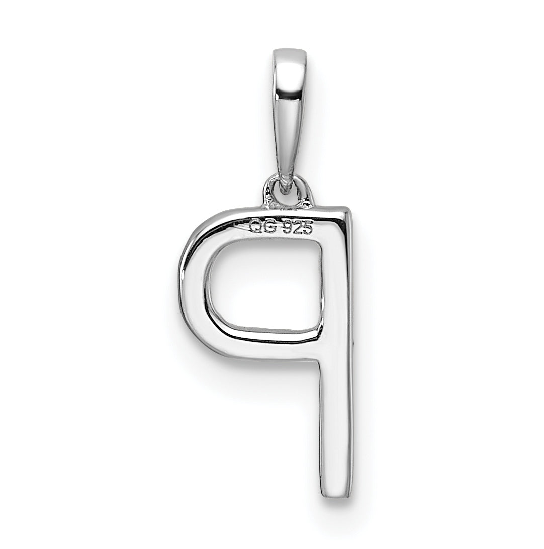 14K White Gold Letter P Diamond Initial Pendant