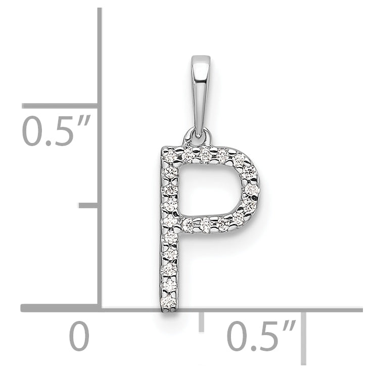 14K White Gold Letter P Diamond Initial Pendant