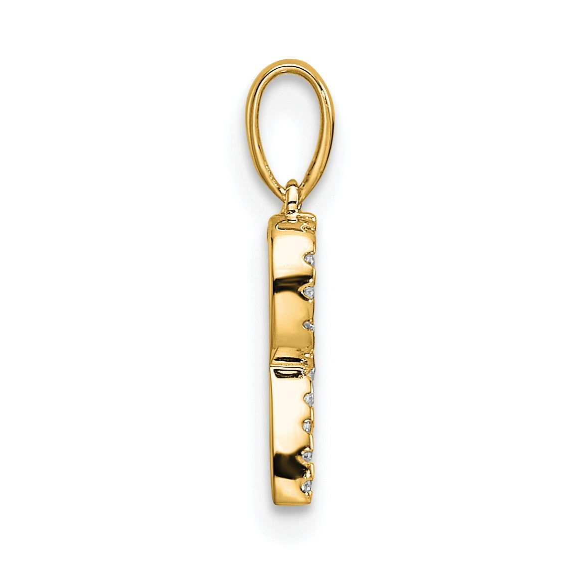 10K Yellow Gold Letter R Diamond Initial Pendant