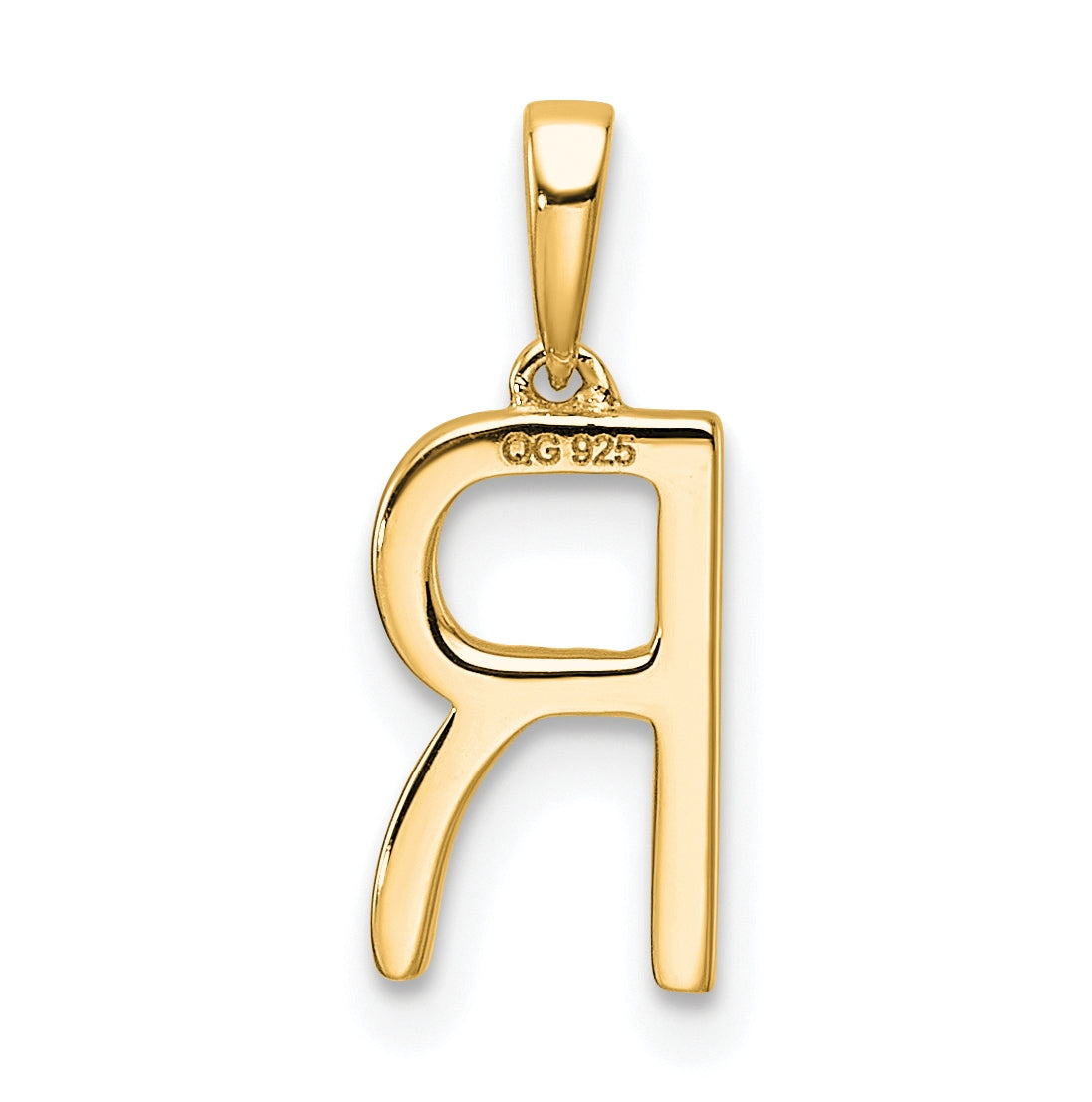 10K Yellow Gold Letter R Diamond Initial Pendant