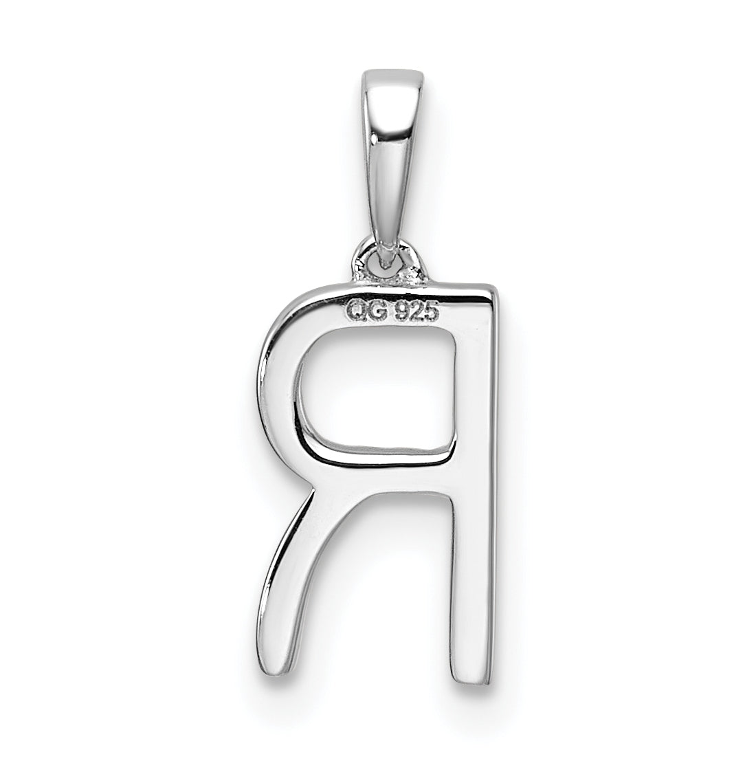 14K White Gold Letter R Diamond Initial Pendant