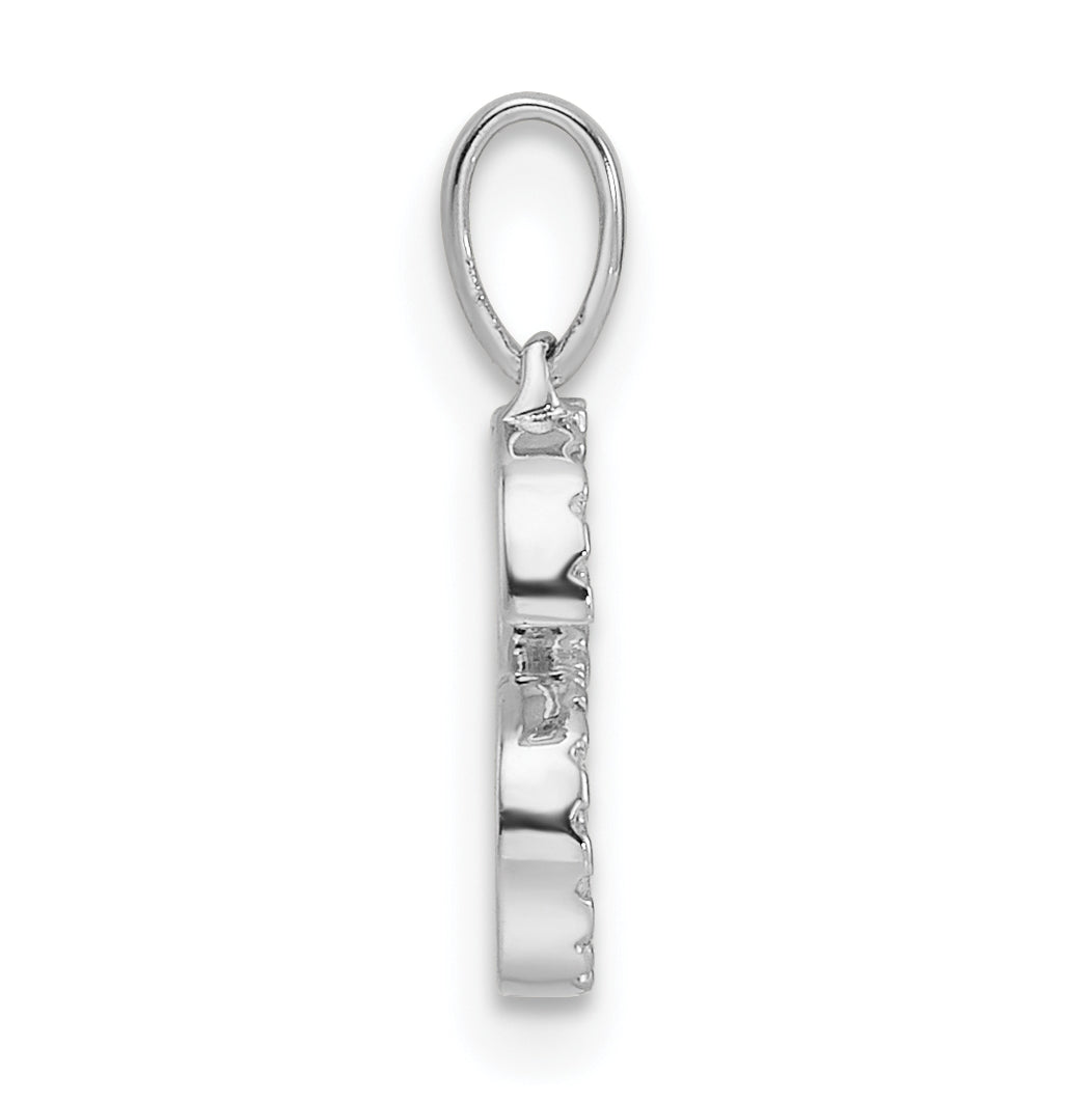 14K White Gold Letter S Diamond Initial Pendant
