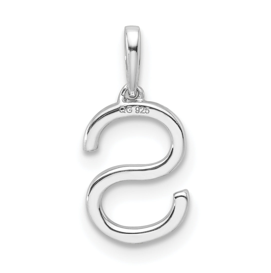 14K White Gold Letter S Diamond Initial Pendant