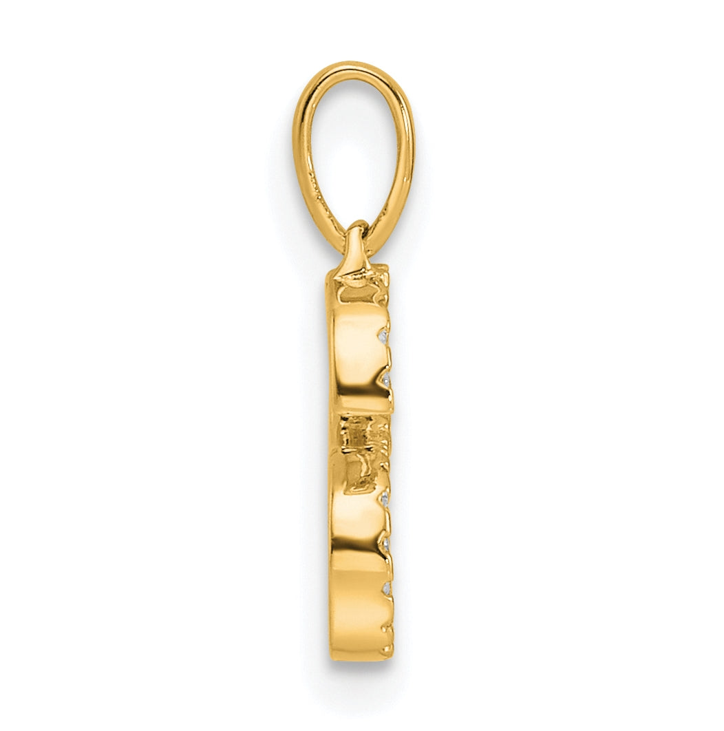 14K Yellow Gold Letter S Diamond Initial Pendant