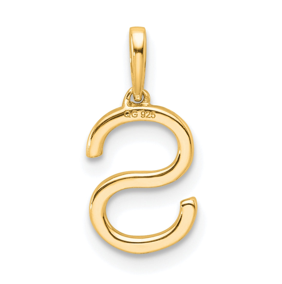 14K Yellow Gold Letter S Diamond Initial Pendant