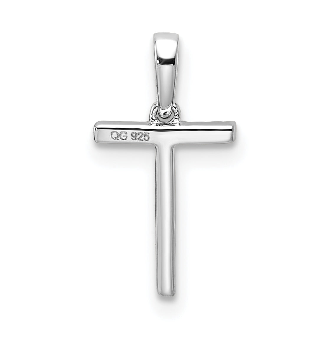 14K White Gold Letter T Diamond Initial Pendant