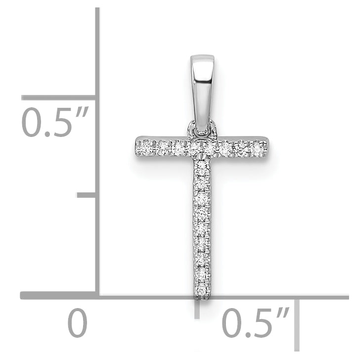 14K White Gold Letter T Diamond Initial Pendant
