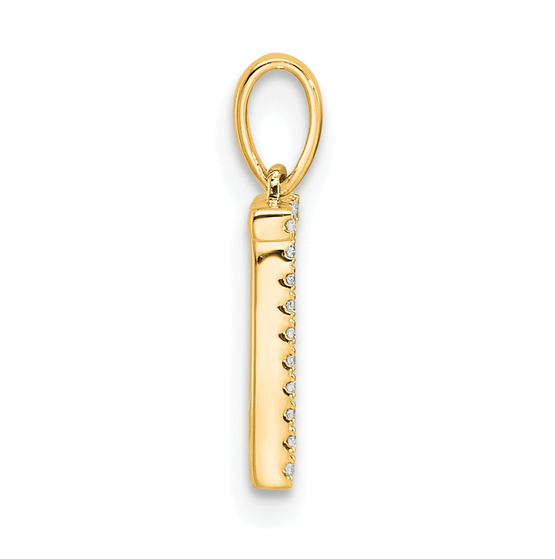 14K Yellow Gold Letter T Diamond Initial Pendant