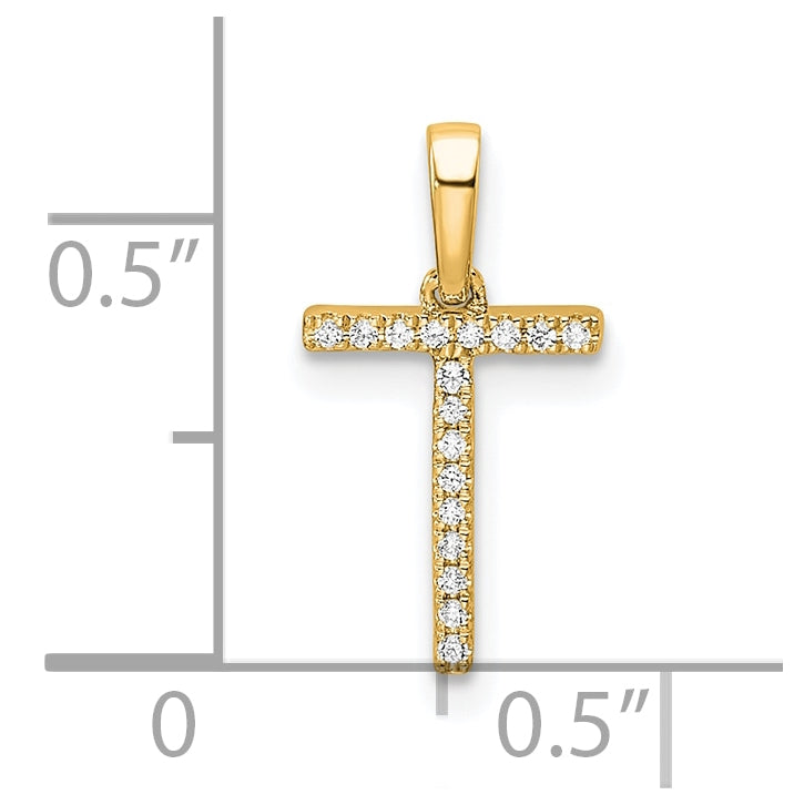 14K Yellow Gold Letter T Diamond Initial Pendant