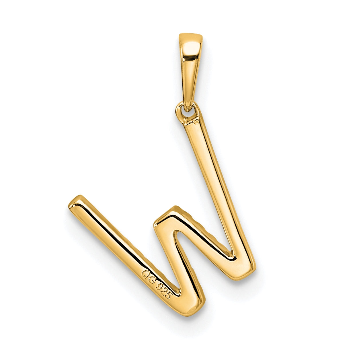 10K Yellow Gold Letter W Diamond Initial Pendant