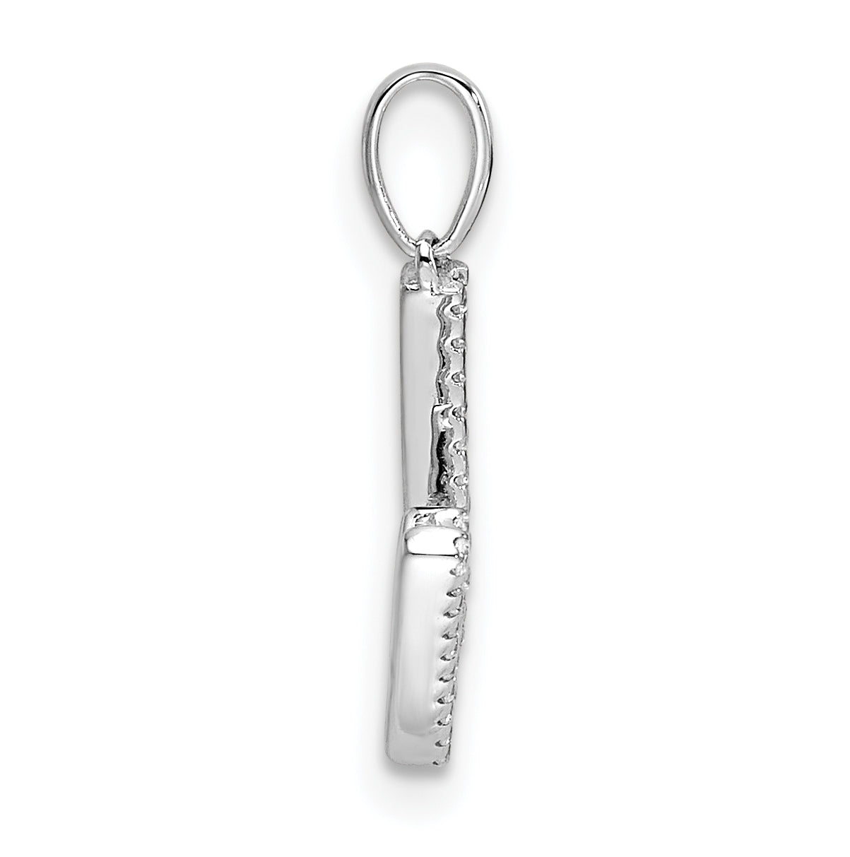 14K White Gold Letter W Diamond Initial Pendant