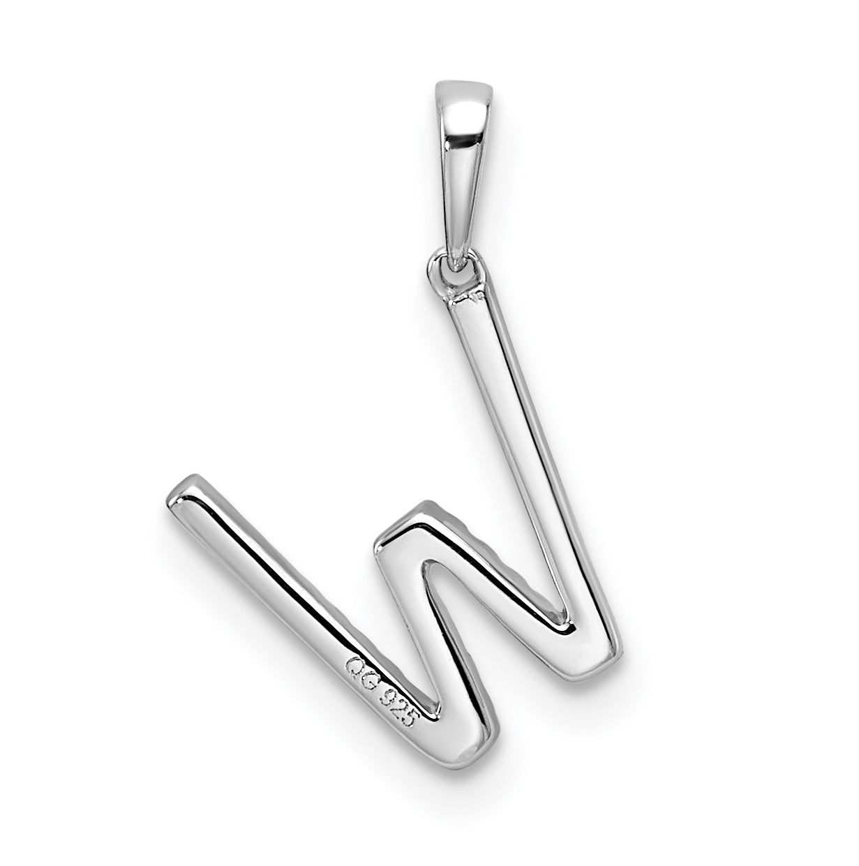 14K White Gold Letter W Diamond Initial Pendant
