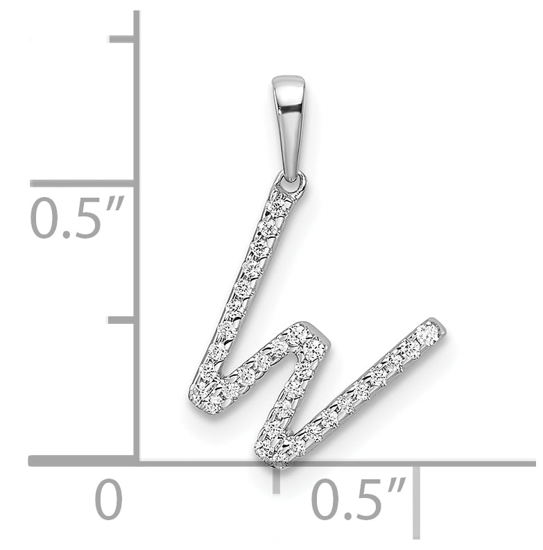14K White Gold Letter W Diamond Initial Pendant