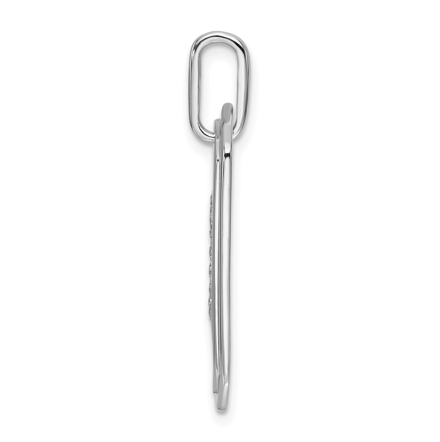 14K White Gold Diamond Initial C Dog Tag Charm