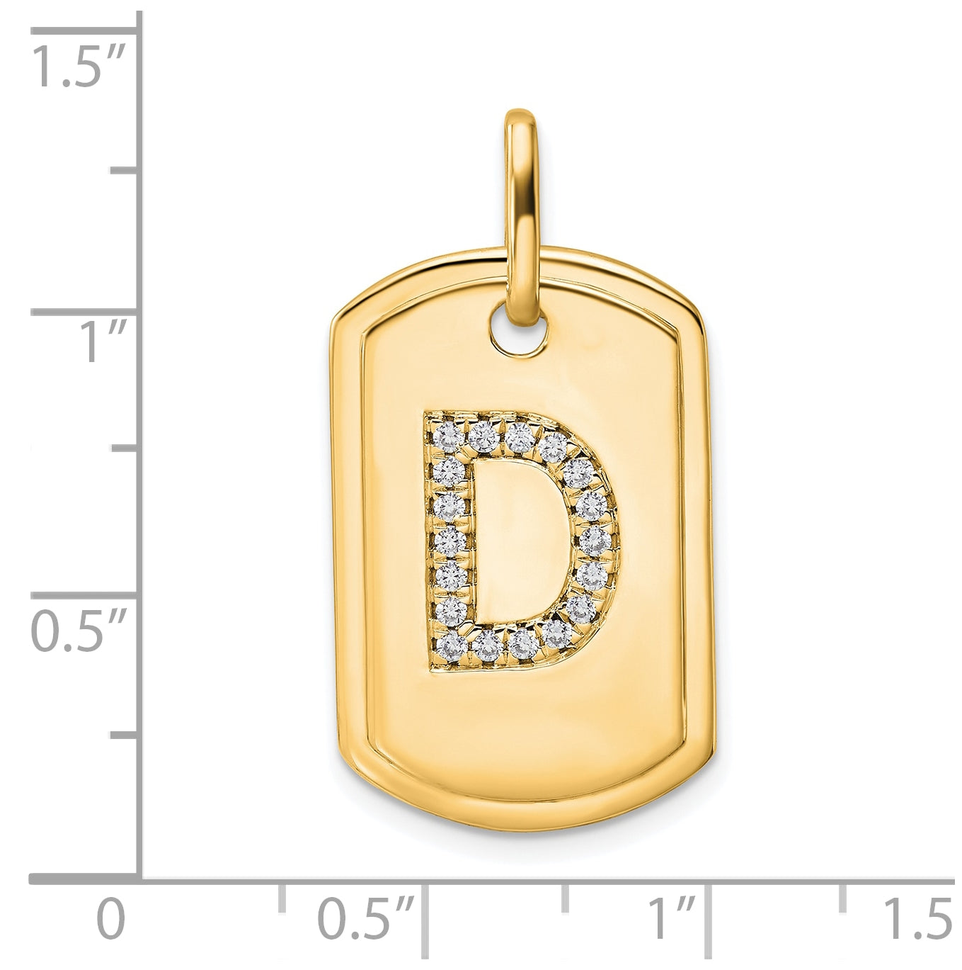 14K Yellow Gold Diamond Initial D Dog Tag Charm