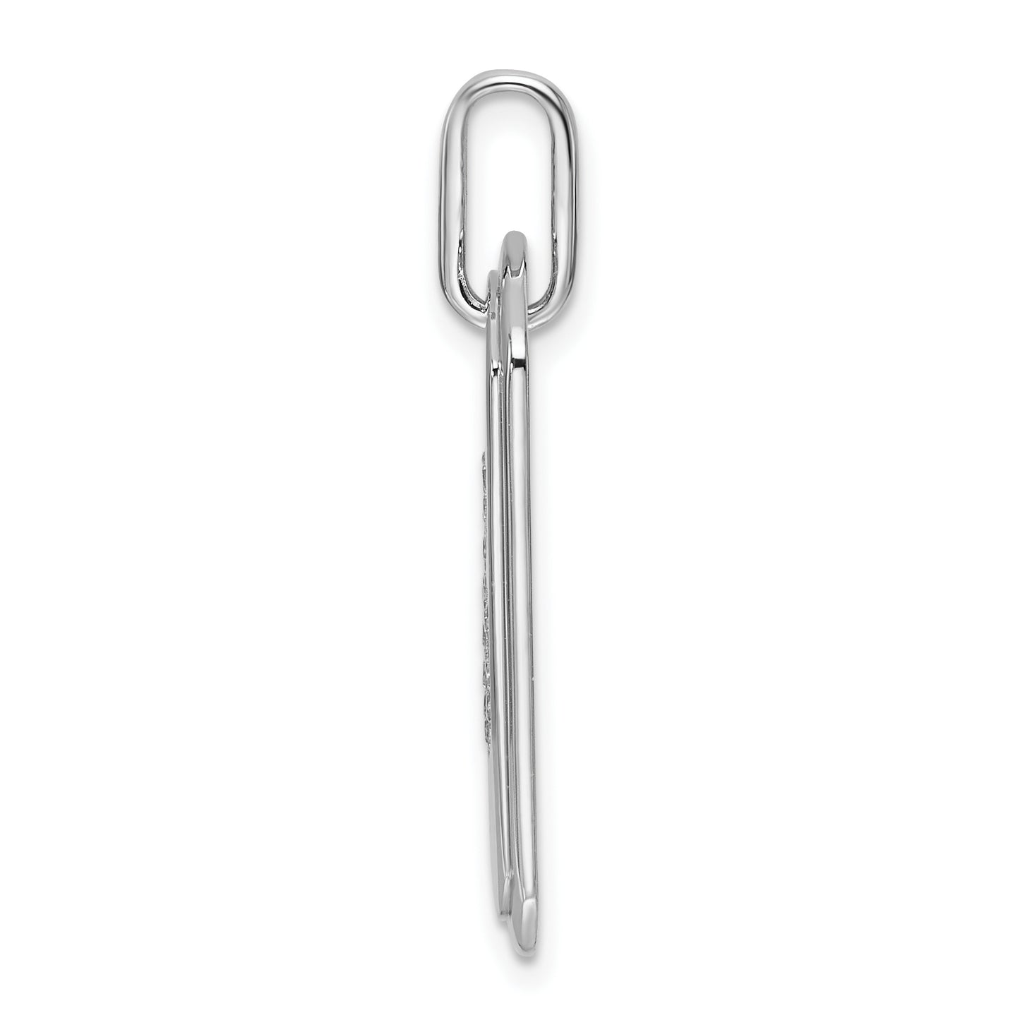14K White Gold Diamond Initial G Dog Tag Charm
