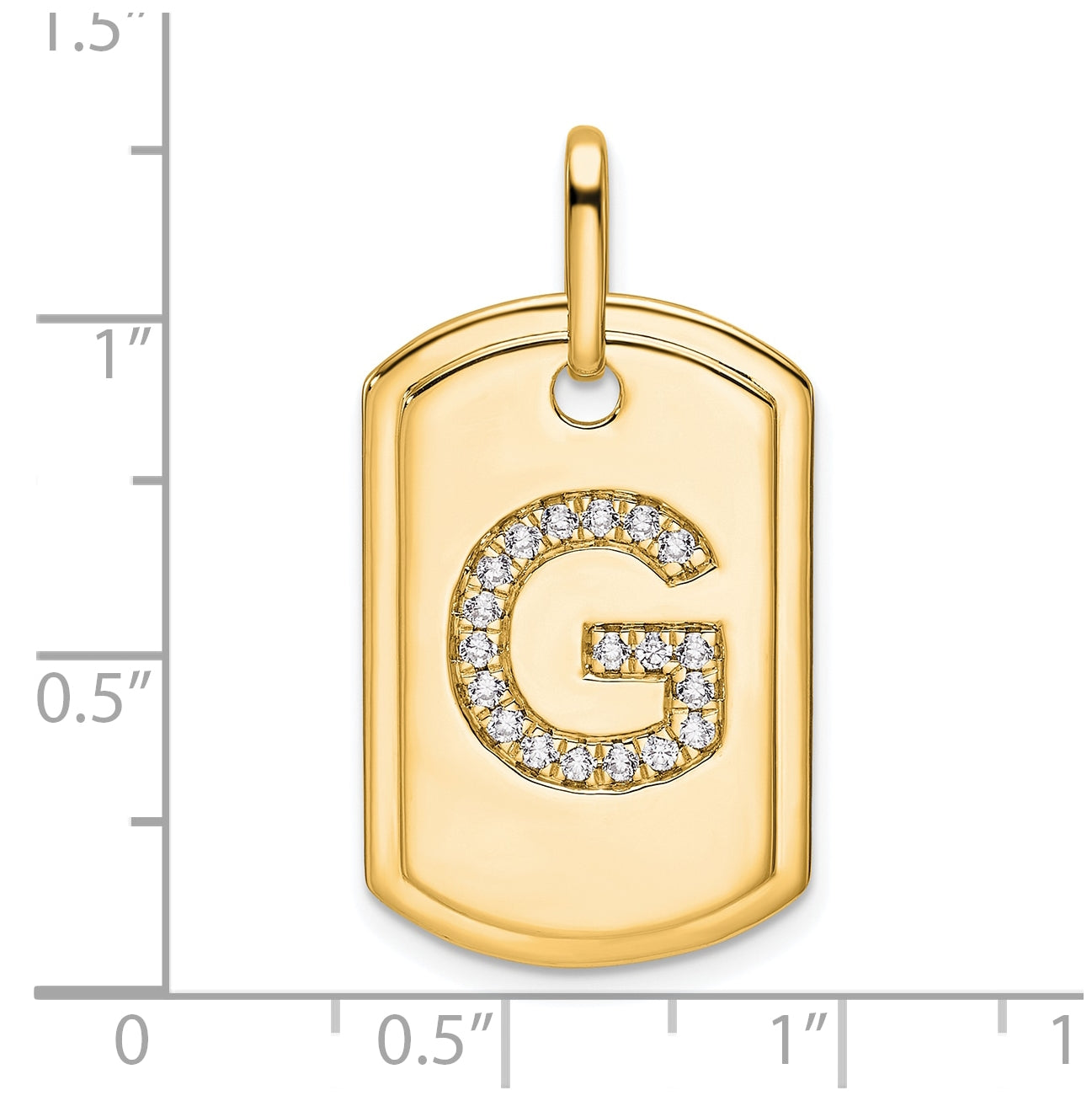 14K Yellow Gold Diamond Initial G Dog Tag Charm