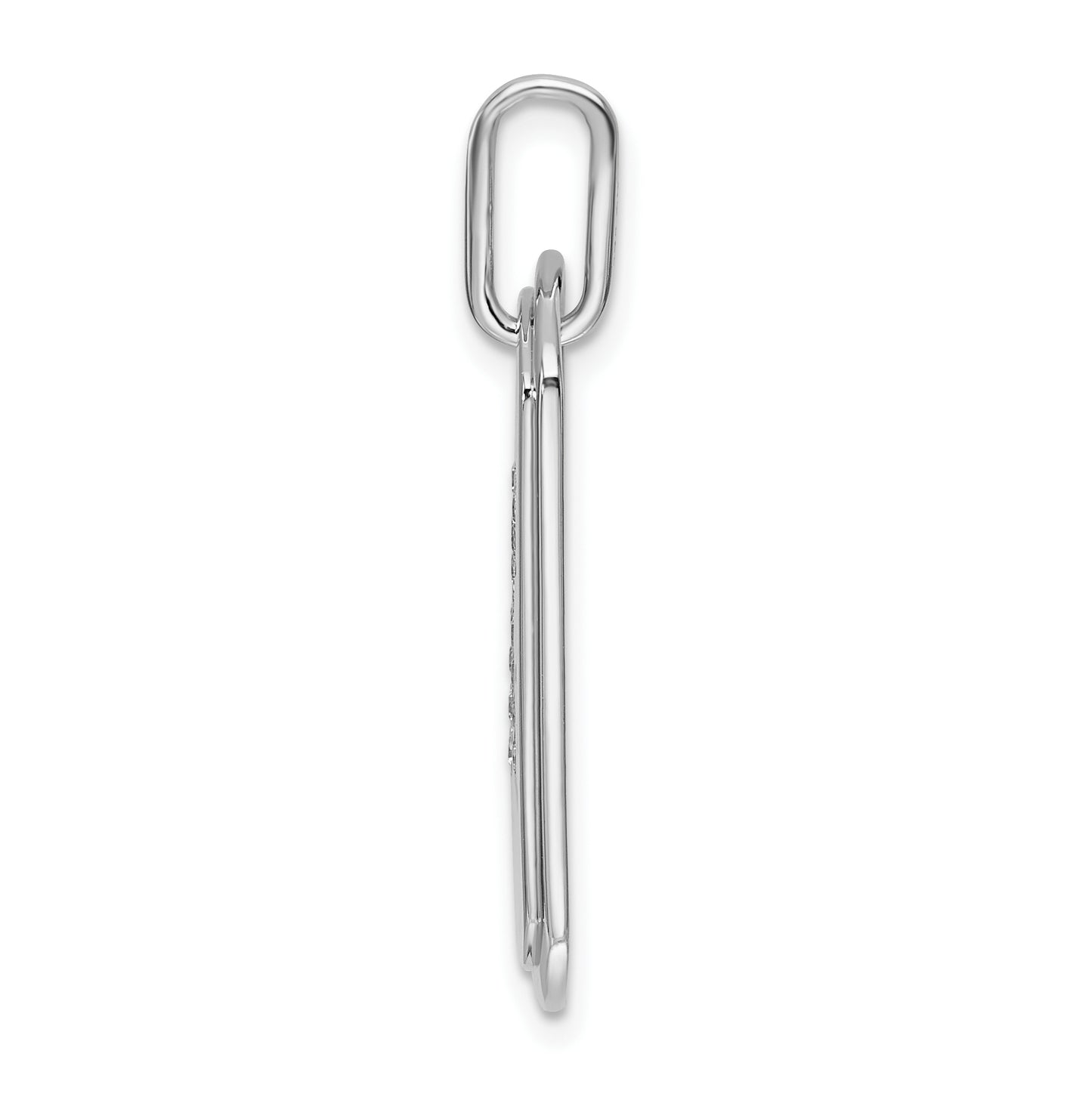 14K White Gold Diamond Initial K Dog Tag Charm