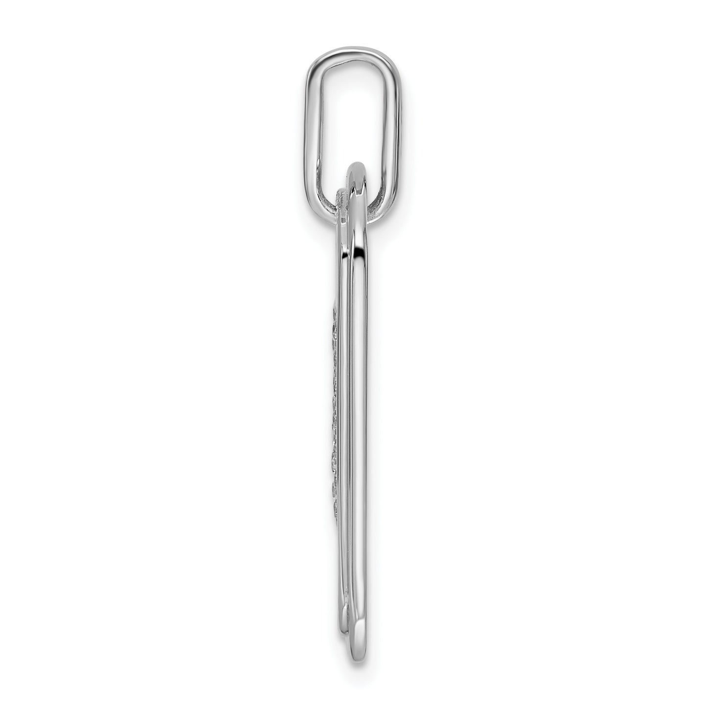 14K White Gold Diamond Gold Initial M Dog Tag Charm