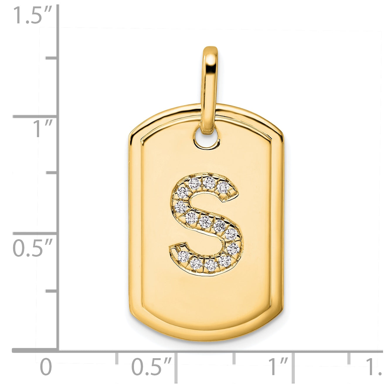 14K Yellow Gold Diamond Initial S Dog Tag Charm