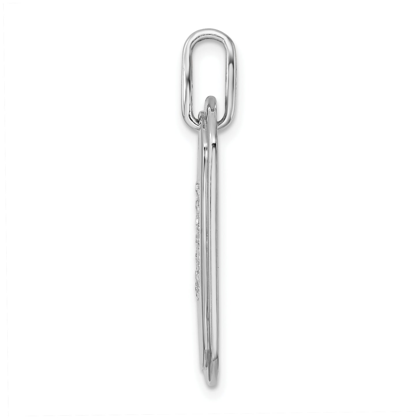 14K White Gold Diamond Initial U Dog Tag Charm