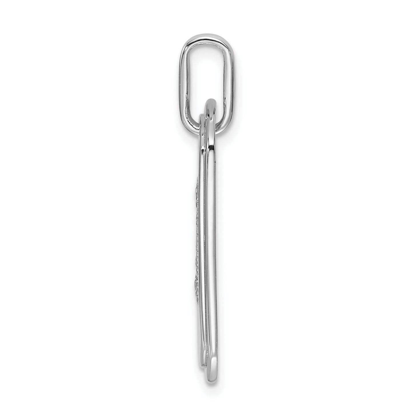 14K White Gold Diamond Initial W Dog Tag Charm