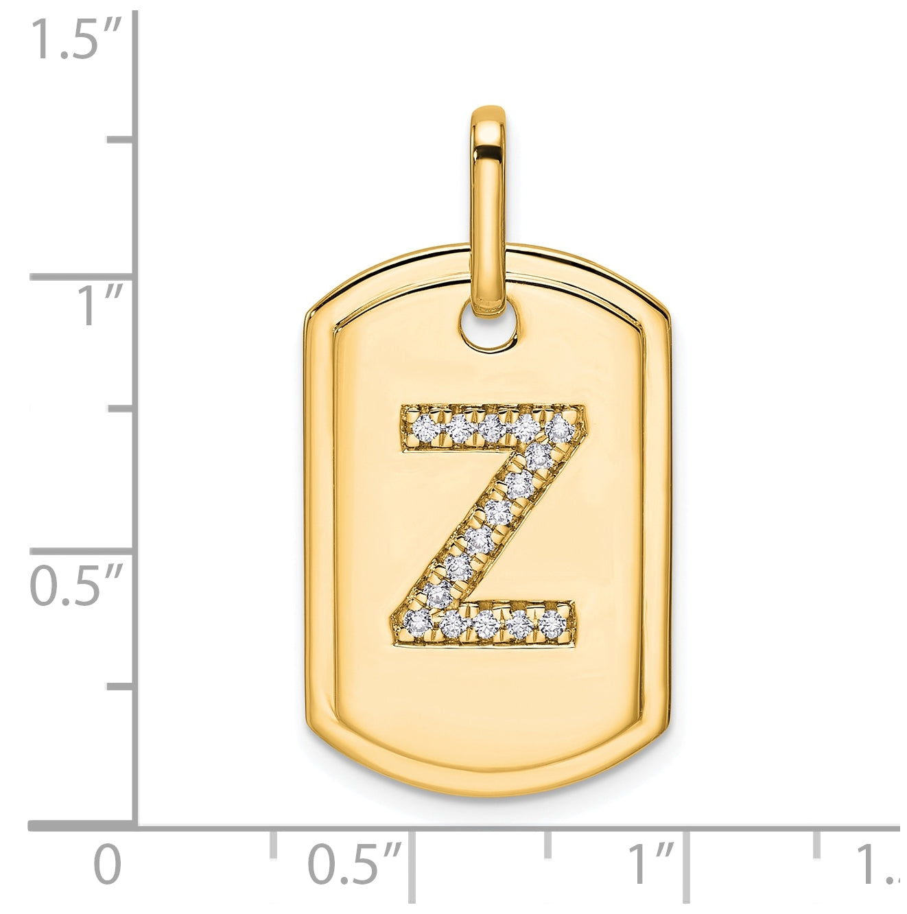 14K Yellow Gold Diamond Initial Z Dog Tag Charm