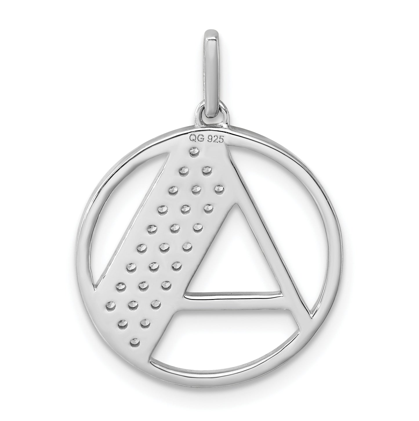 14K White Gold Gatsby Diamond Initial A Charm