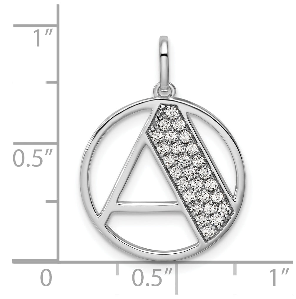 14K White Gold Gatsby Diamond Initial A Charm
