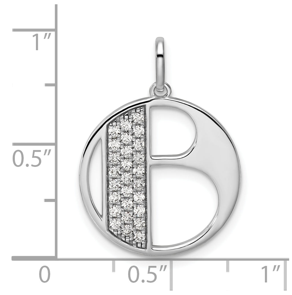 14K White Gold Gatsby Diamond Initial B Charm