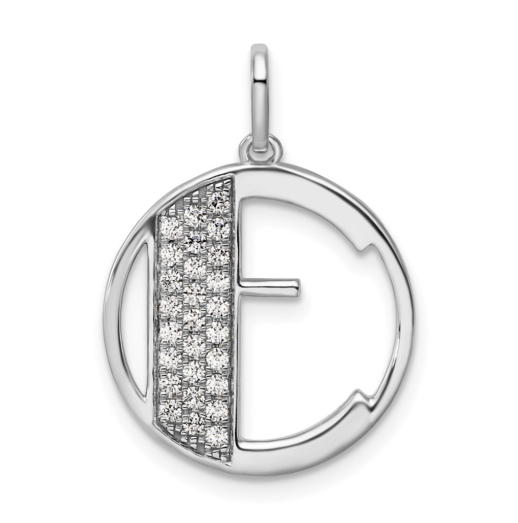 14K White Gold Gatsby Diamond Initial E Charm