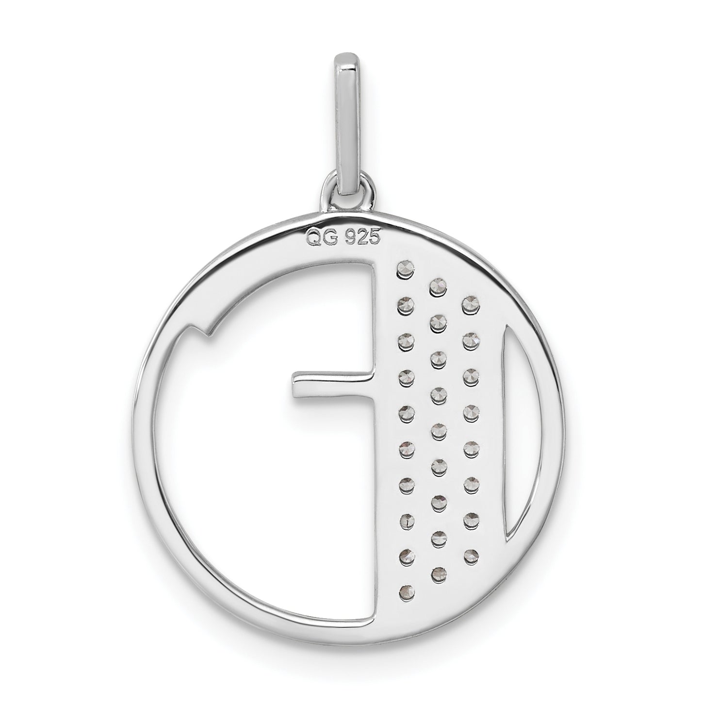 14K White Gold Gatsby Diamond Initial F Charm