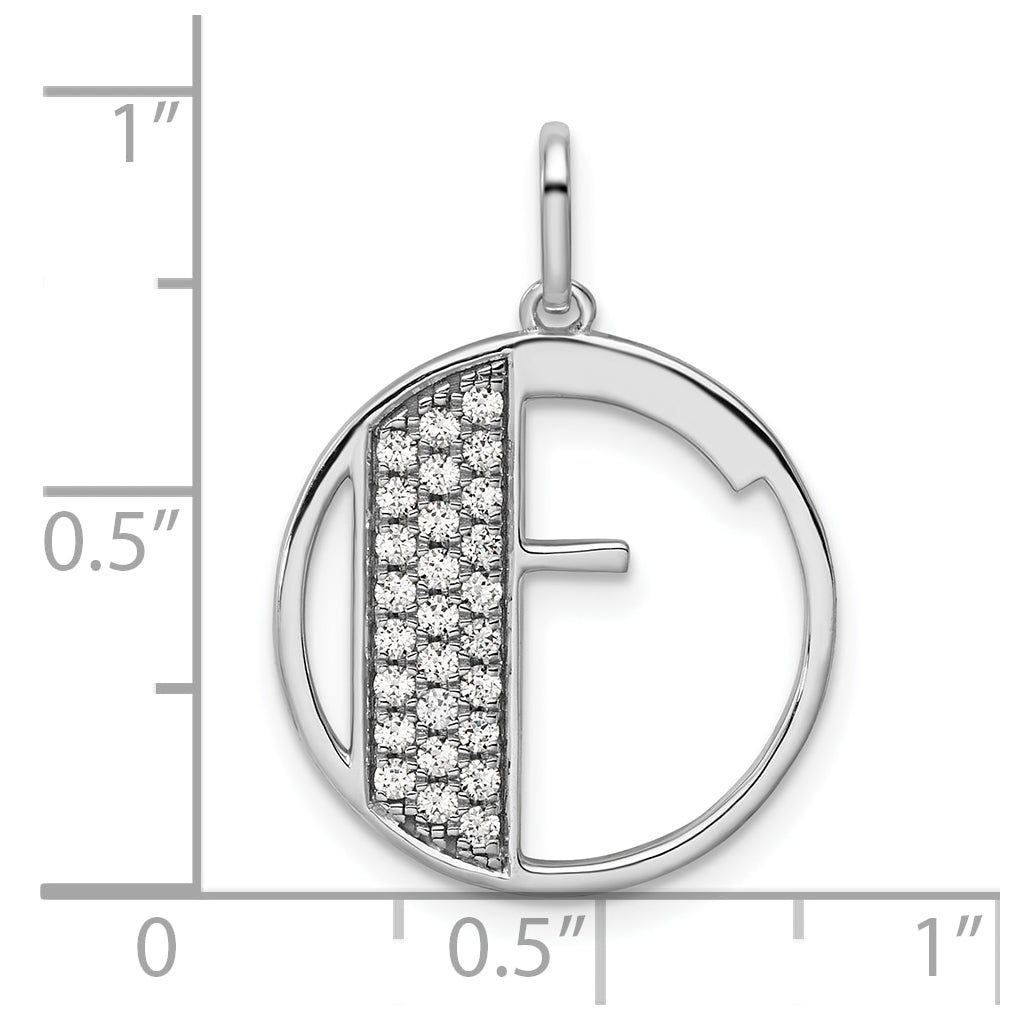 14K White Gold Gatsby Diamond Initial F Charm