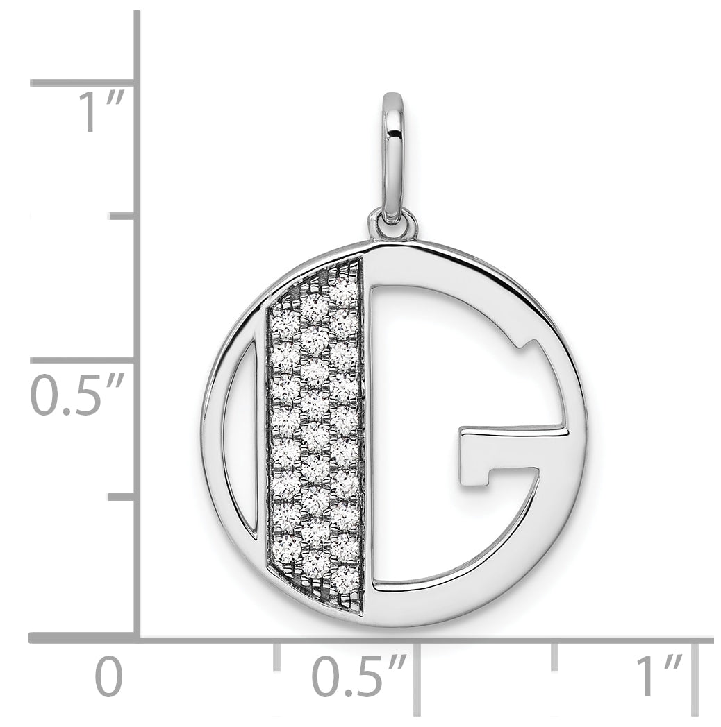 14K White Gold Gatsby Diamond Initial G Charm