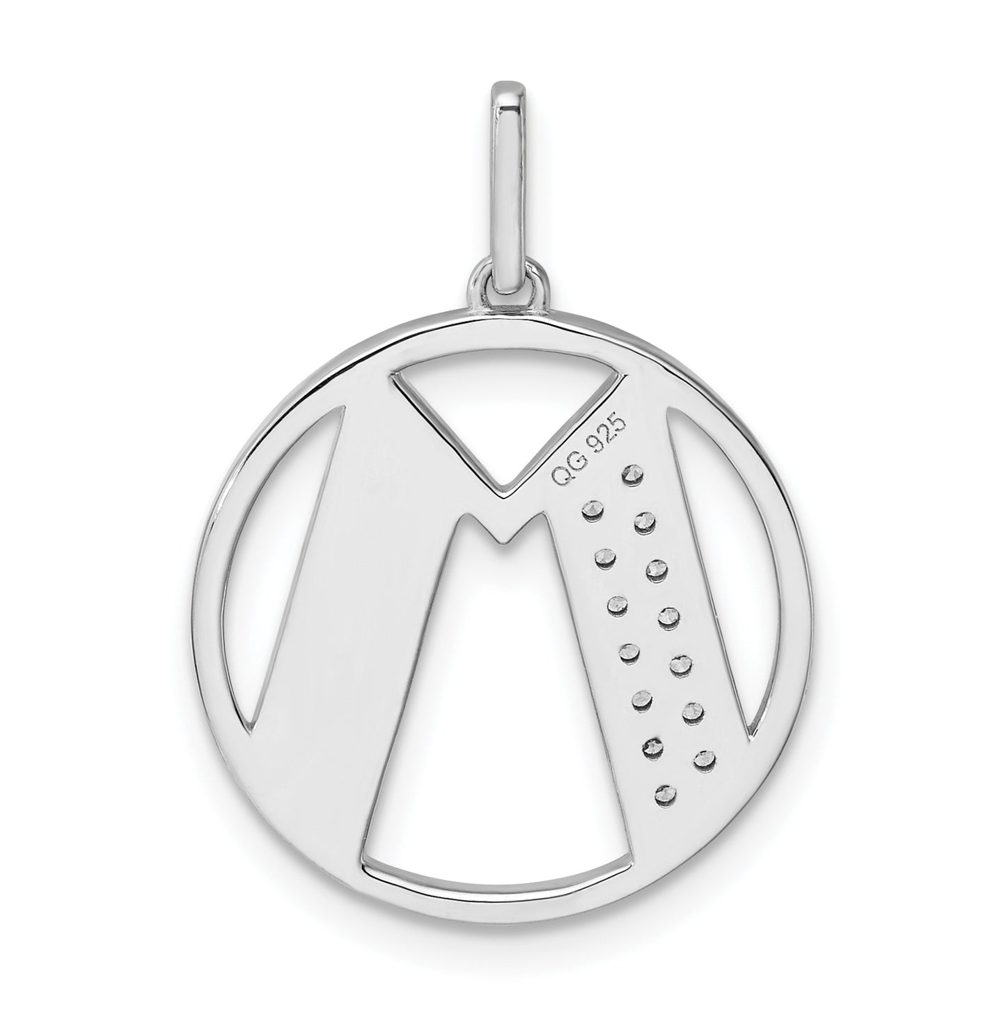 14K White Gold Gatsby Diamond Initial M Charm