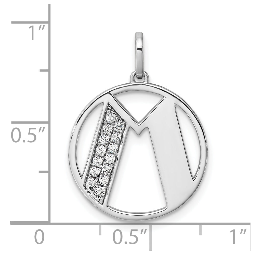 14K White Gold Gatsby Diamond Initial M Charm