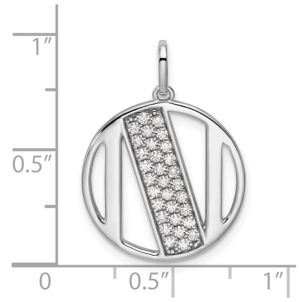 14K White Gold Gatsby Diamond Initial N Charm