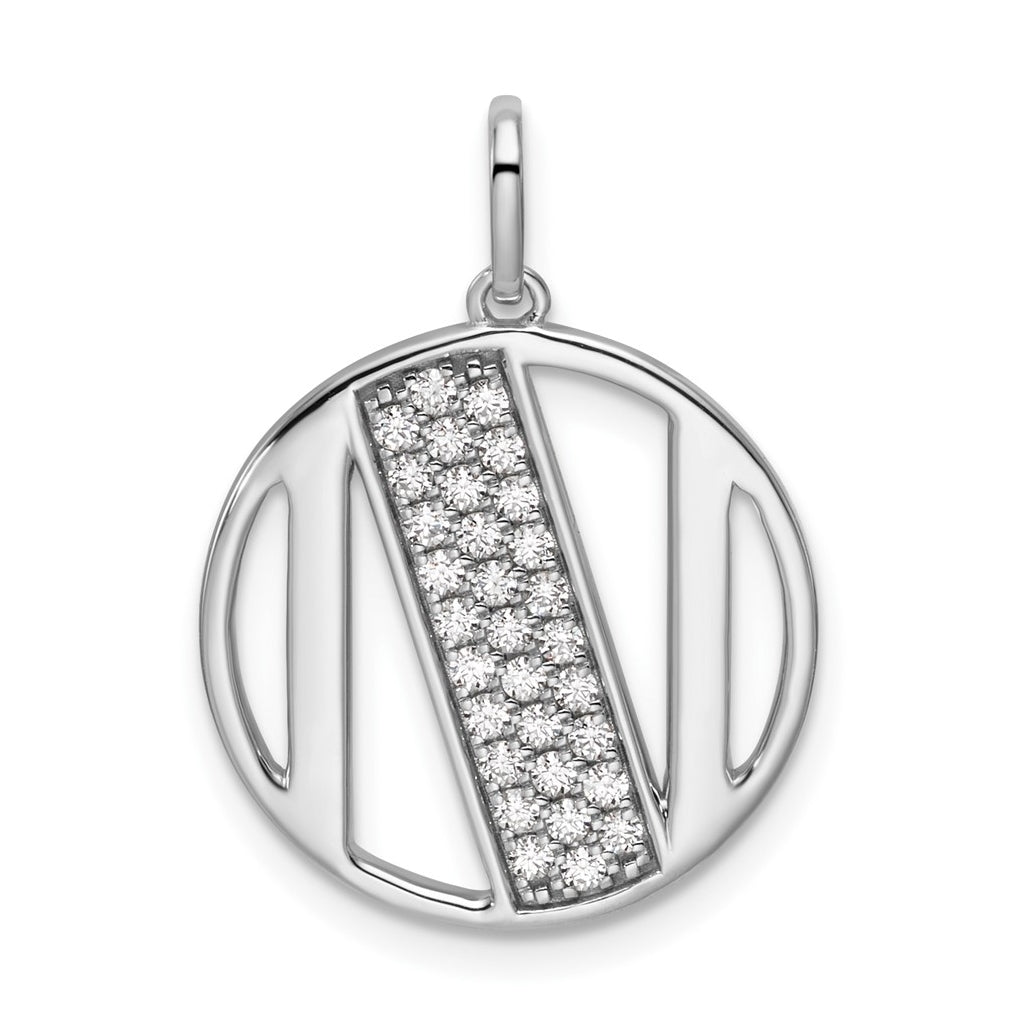 14K White Gold Gatsby Diamond Initial N Charm